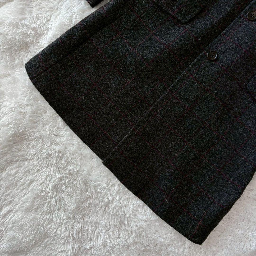 ハリスツイード×ユニバーサルランゲージ チェスターコート チェック ロング L