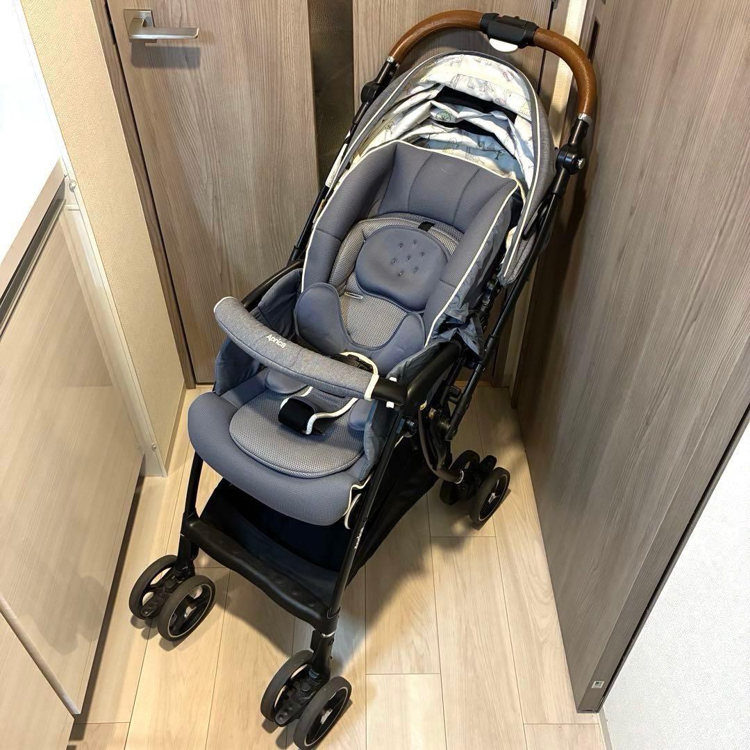 Aprica ラクーナビッテクッション 軽量 ベビーカー A型 レザーハンドル