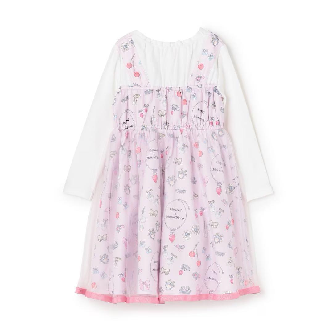 う*る様 メゾピアノ新品新作タグ付き【リキュエム】柄　ドッキングワンピース130