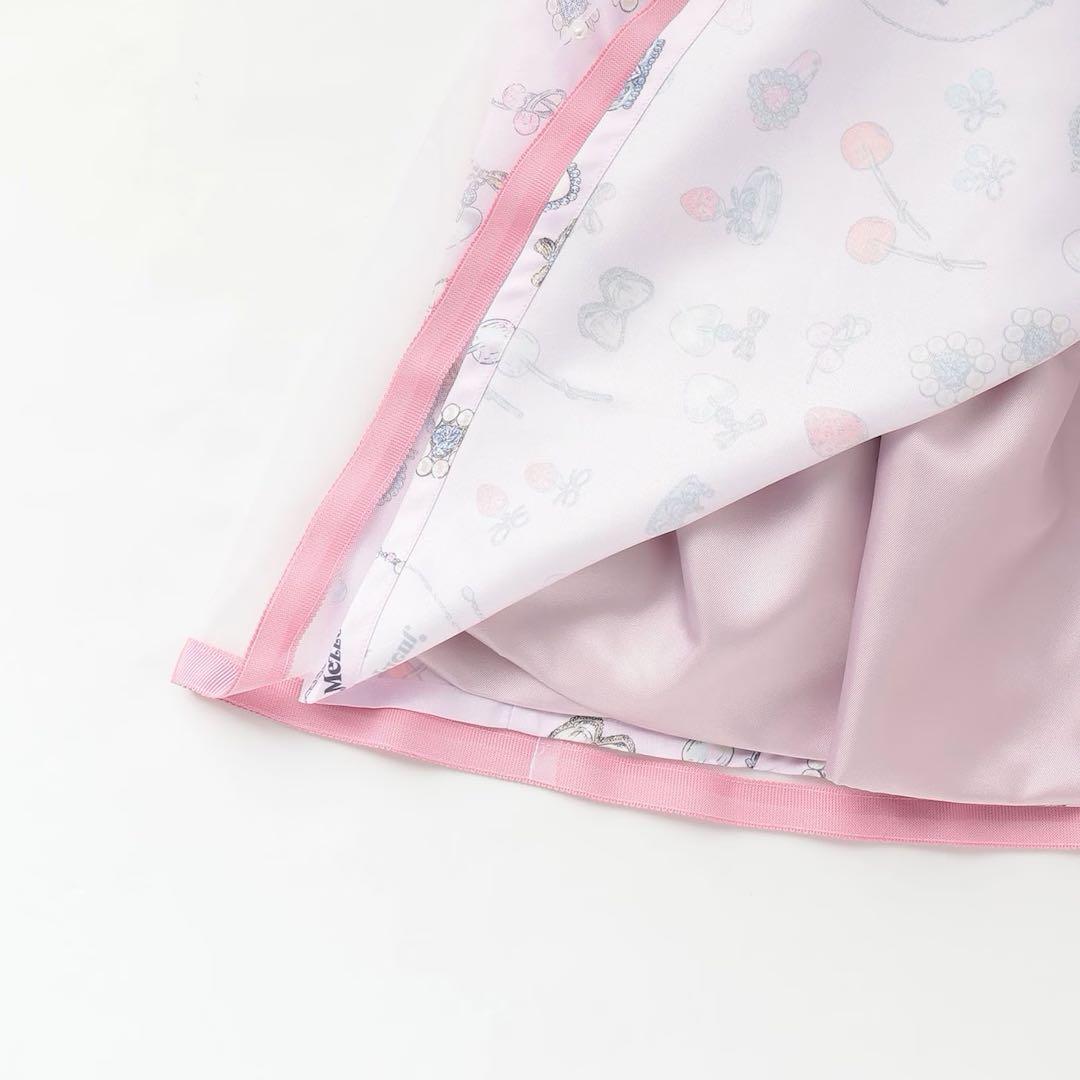 う*る様 メゾピアノ新品新作タグ付き【リキュエム】柄　ドッキングワンピース130