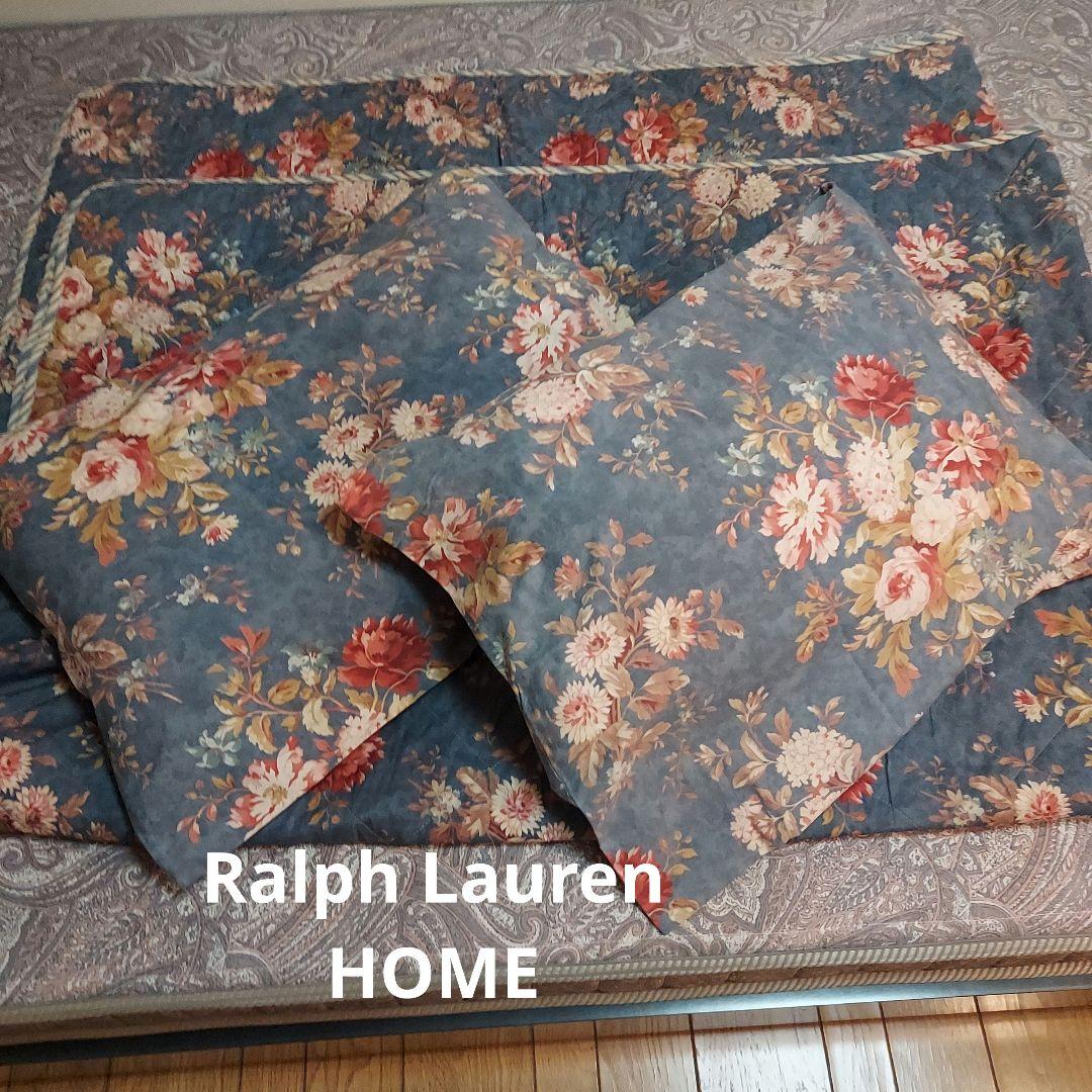 Ralph Lauren 花柄/ストライプ ベッドカバー&ピローケース(2点)