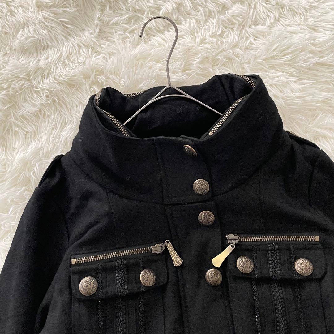 ローゼンカヴァリエ ミリタリーコート メタルボタン 刺繍 黒
