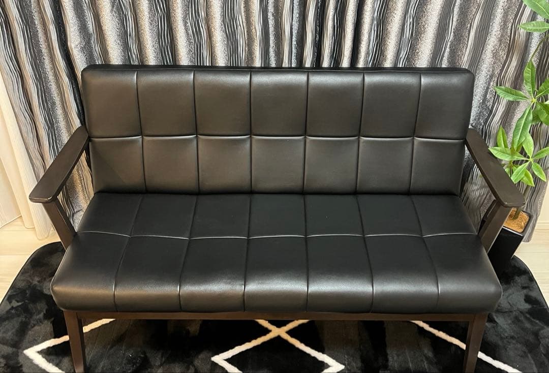 し*う様 黒×ダークブラウン　ソファー　ベンチ　おしゃれ　リビング　インテリア