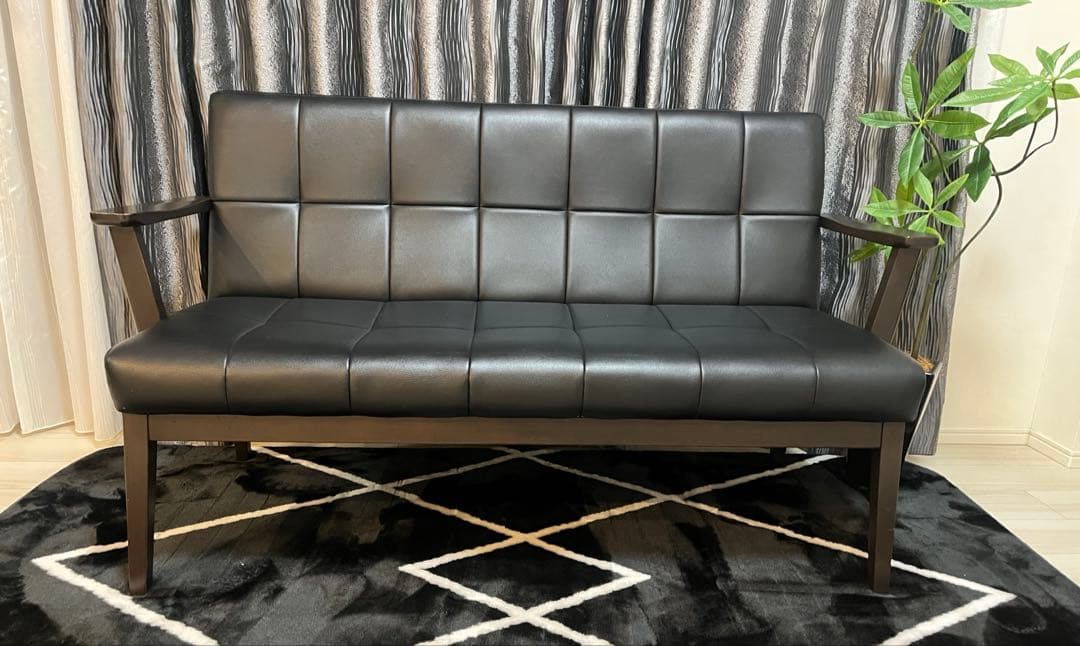 し*う様 黒×ダークブラウン　ソファー　ベンチ　おしゃれ　リビング　インテリア