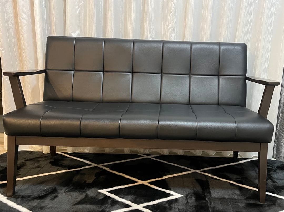 し*う様 黒×ダークブラウン　ソファー　ベンチ　おしゃれ　リビング　インテリア