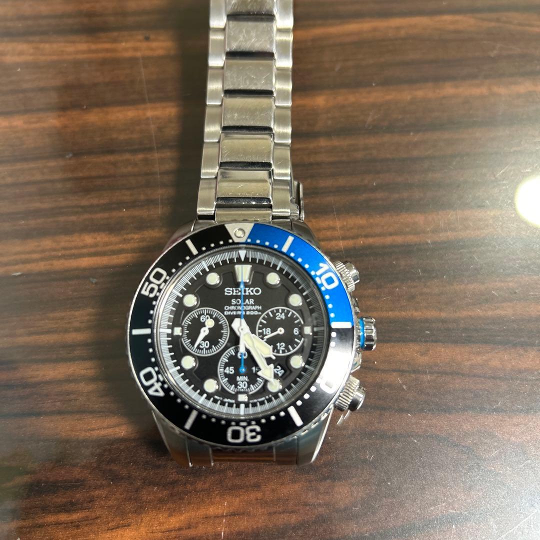 SEIKO クロノグラフ 時計 ブラック/ブルー