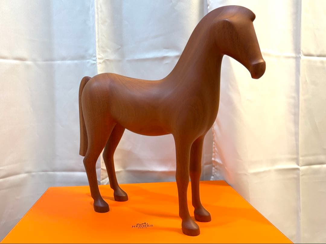 30日限Hermès（エルメス） 木製オブジェ “アリオン” 約40cm 箱入り