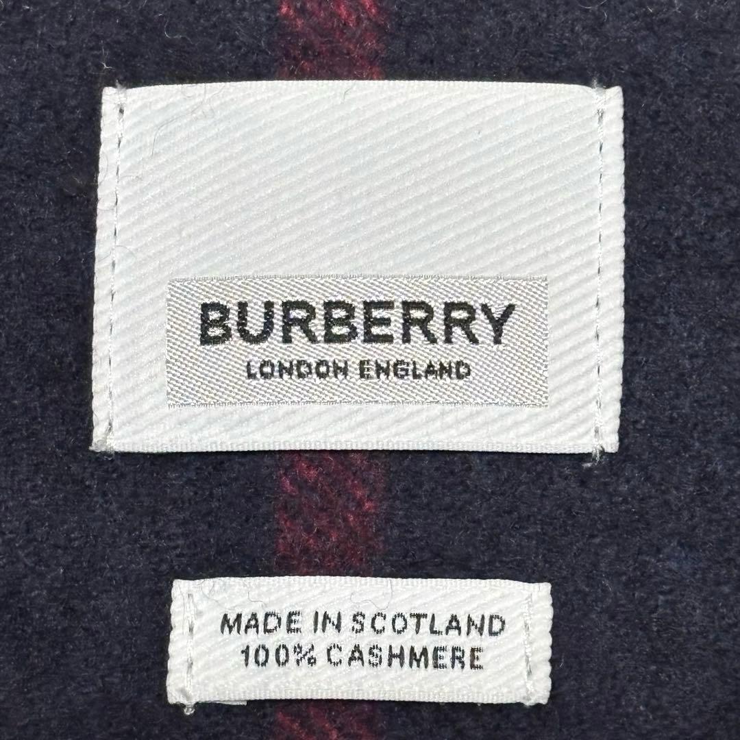 現行☆BURBERRY バーバリー　カシミヤマフラー　チェック　ネイビー