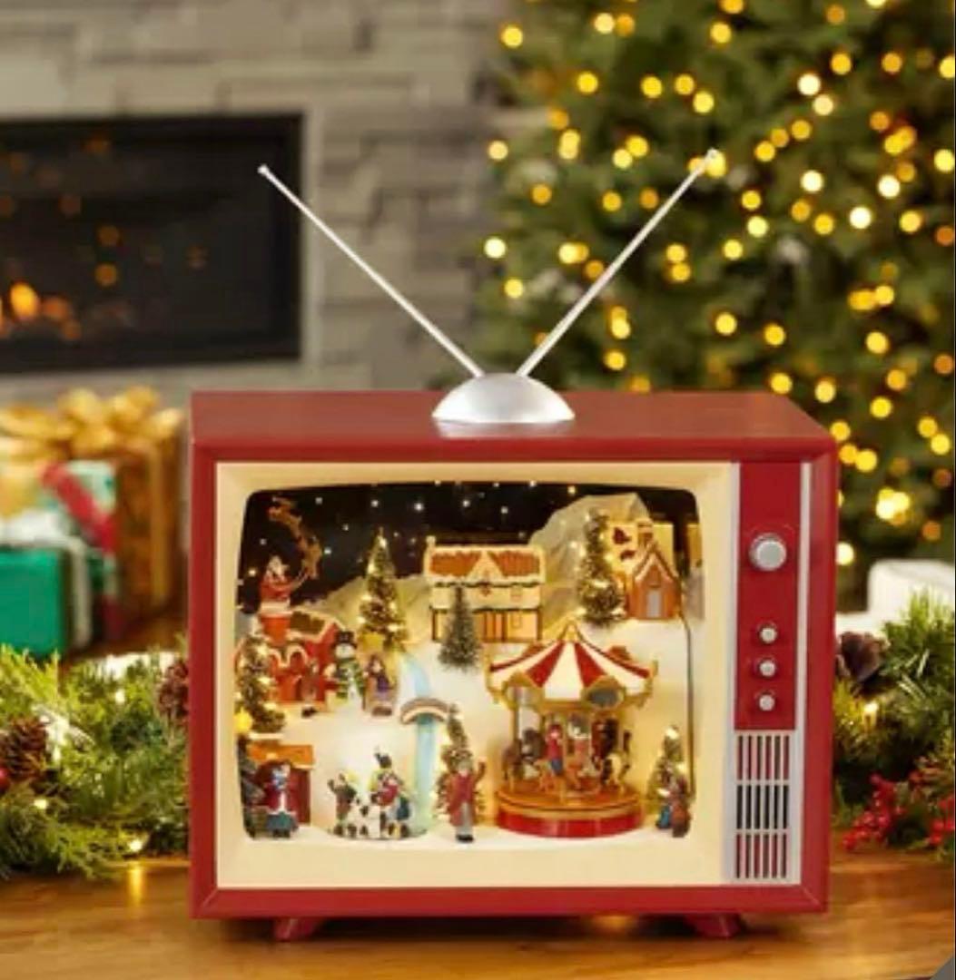 コストコクリスマス　レトロ TV ライト & ミュージック付　クリスマス置き物