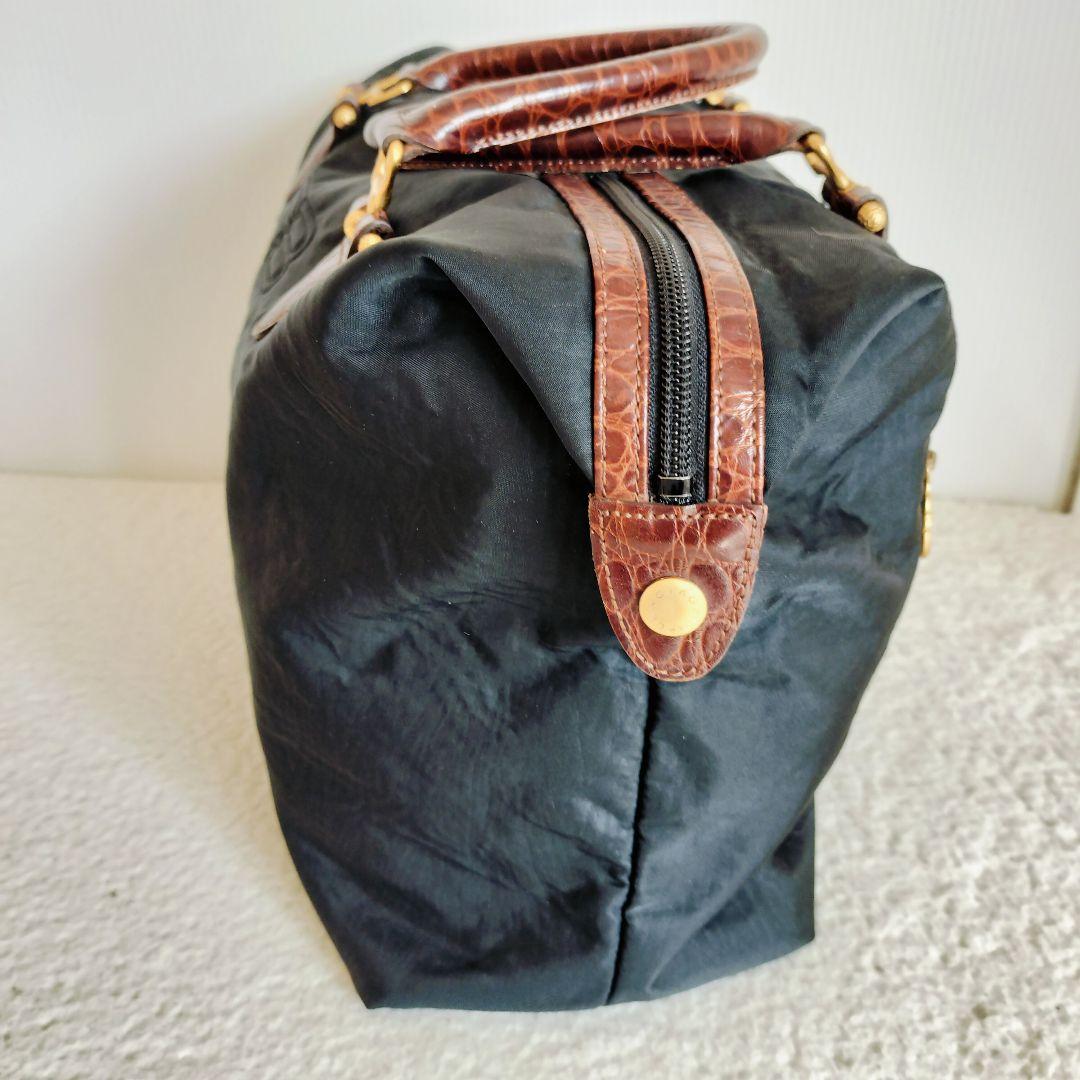 美品☆BALENCIAGA バレンシアガ☆ボストンバッグ 黒×ブラウン