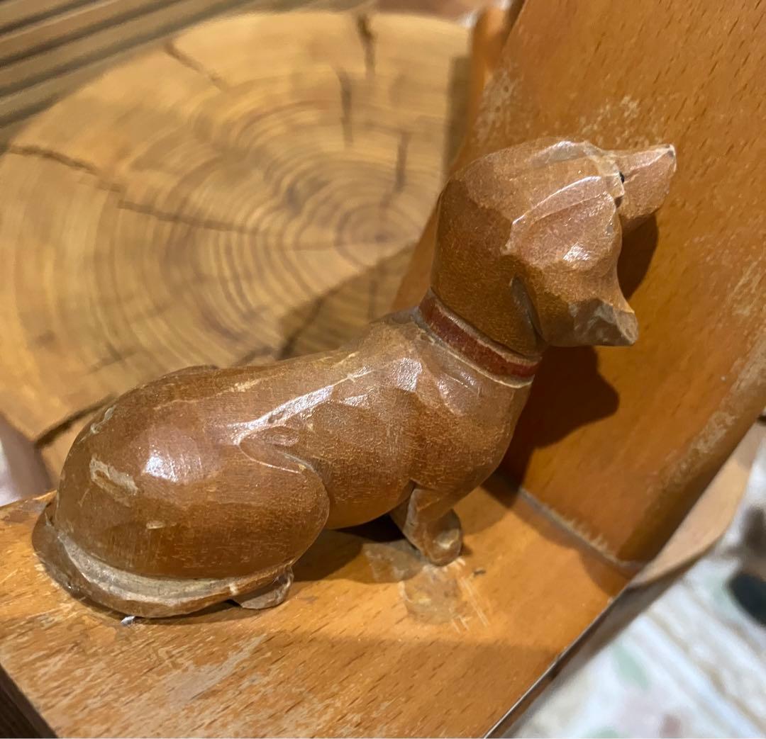 ヴィンテージ　ダックスフンド　木製ブックエンド　旧東ドイツ製