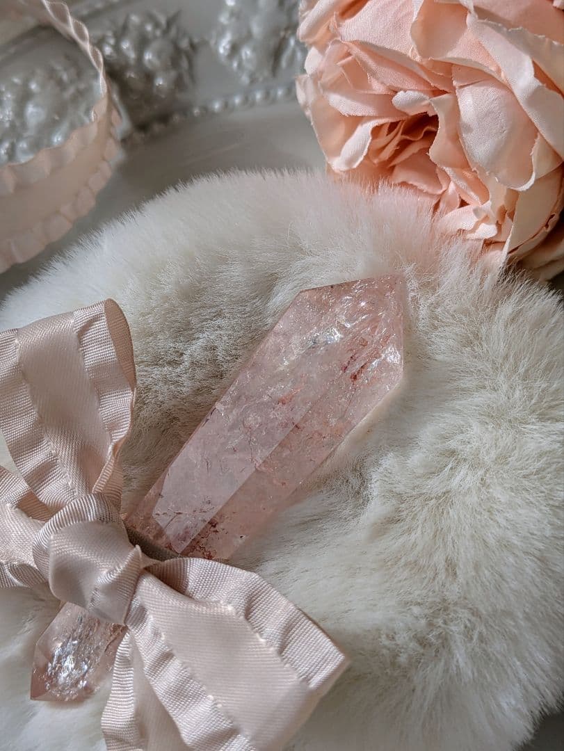 高品質　♡ピンクアゼツライト（通称） ピンククリアクォーツ♡ 　ワンド　　虹