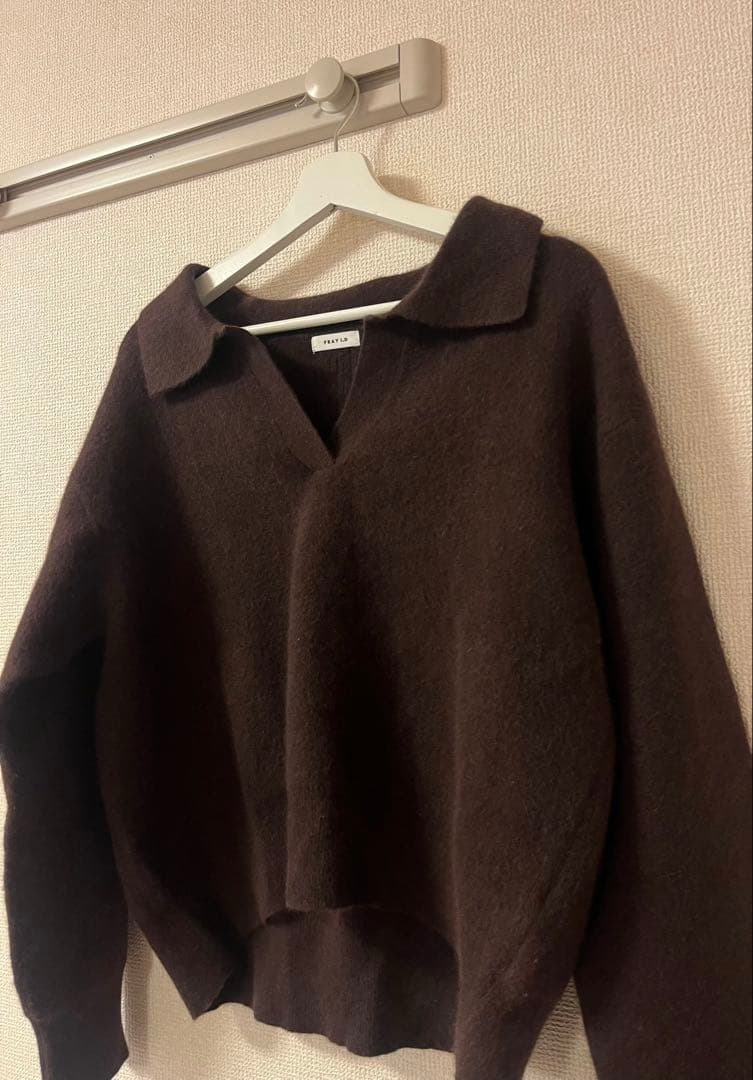 FRAY I.Dラクーンダブルフェイスポロカラープルオーバー ブラウン