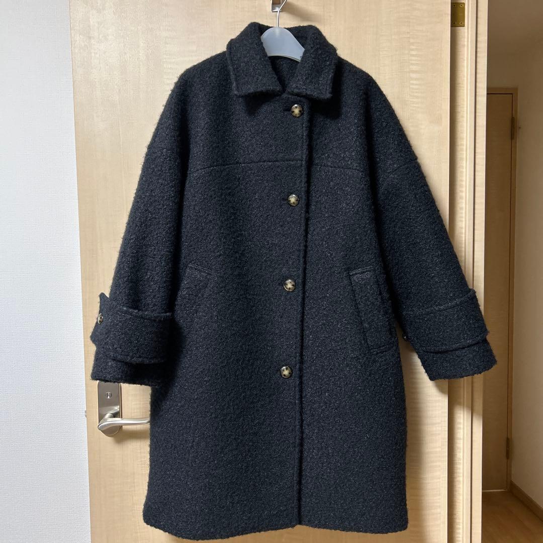 ほぼ未使用　F by ROSSO　ブークレステンカラーコート　濃ネイビー