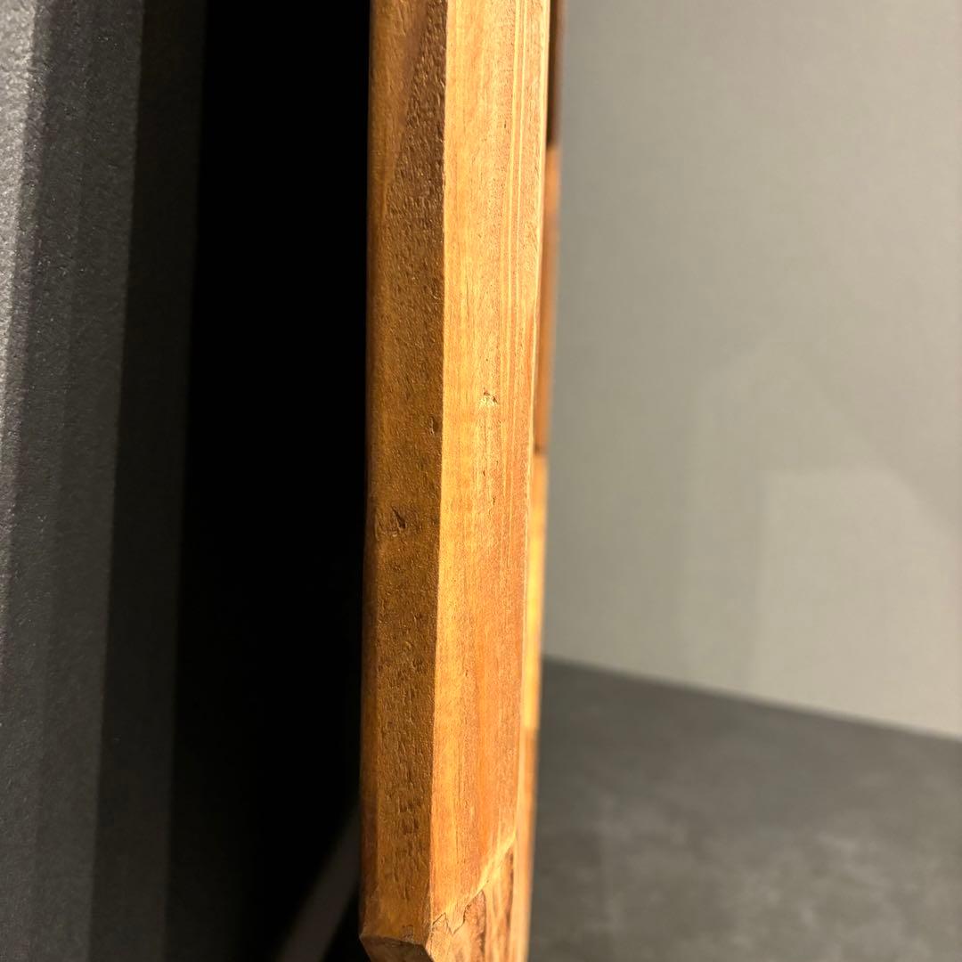 鏡　ミラー　壁掛け　立て掛け　木製フレーム　お洒落　ウッドフレーム　八角形　円形