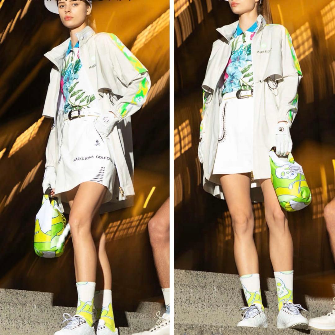 極美品　2024 マークアンドロナ 2WAY レインワンピース 　迷彩　フード