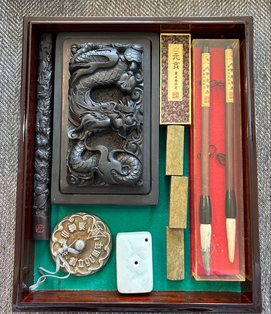 書道道具　漆　硯箱　螺鈿（らでん）細工　文箱