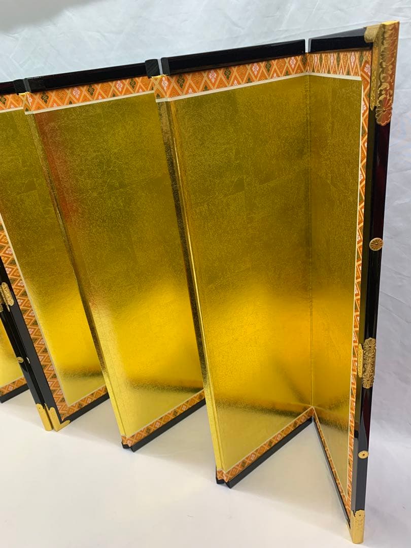 六曲一双屏風　20号　箔押　二重ヘリ付き　雛人形　ひな道具　雛道具　ひな祭り