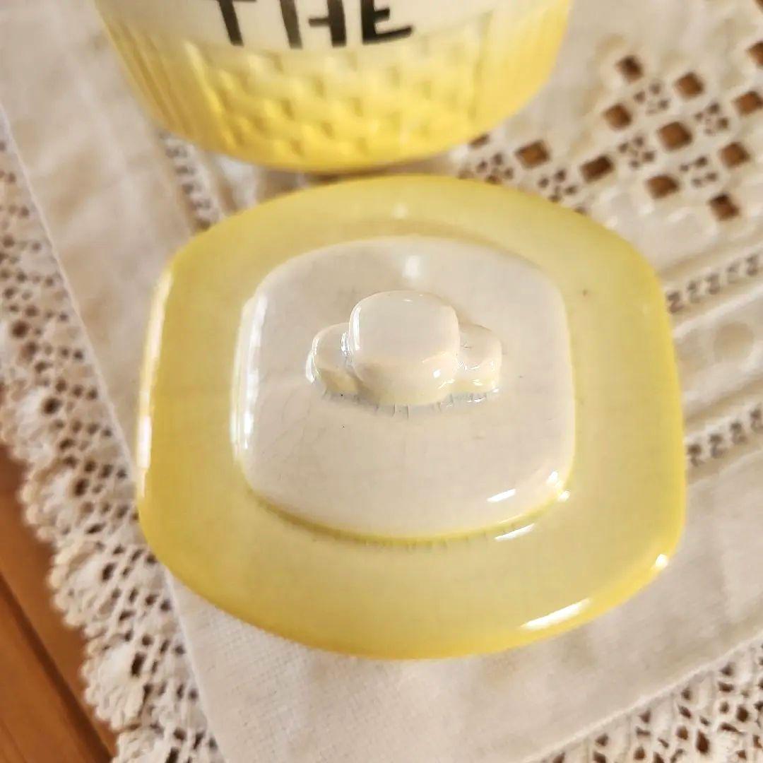 フランス　陶器キャニスター 　3個セット　 イエロー　お花柄