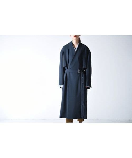 ETHOSENSエトセンス ジョーゼットロングトレンチコート
