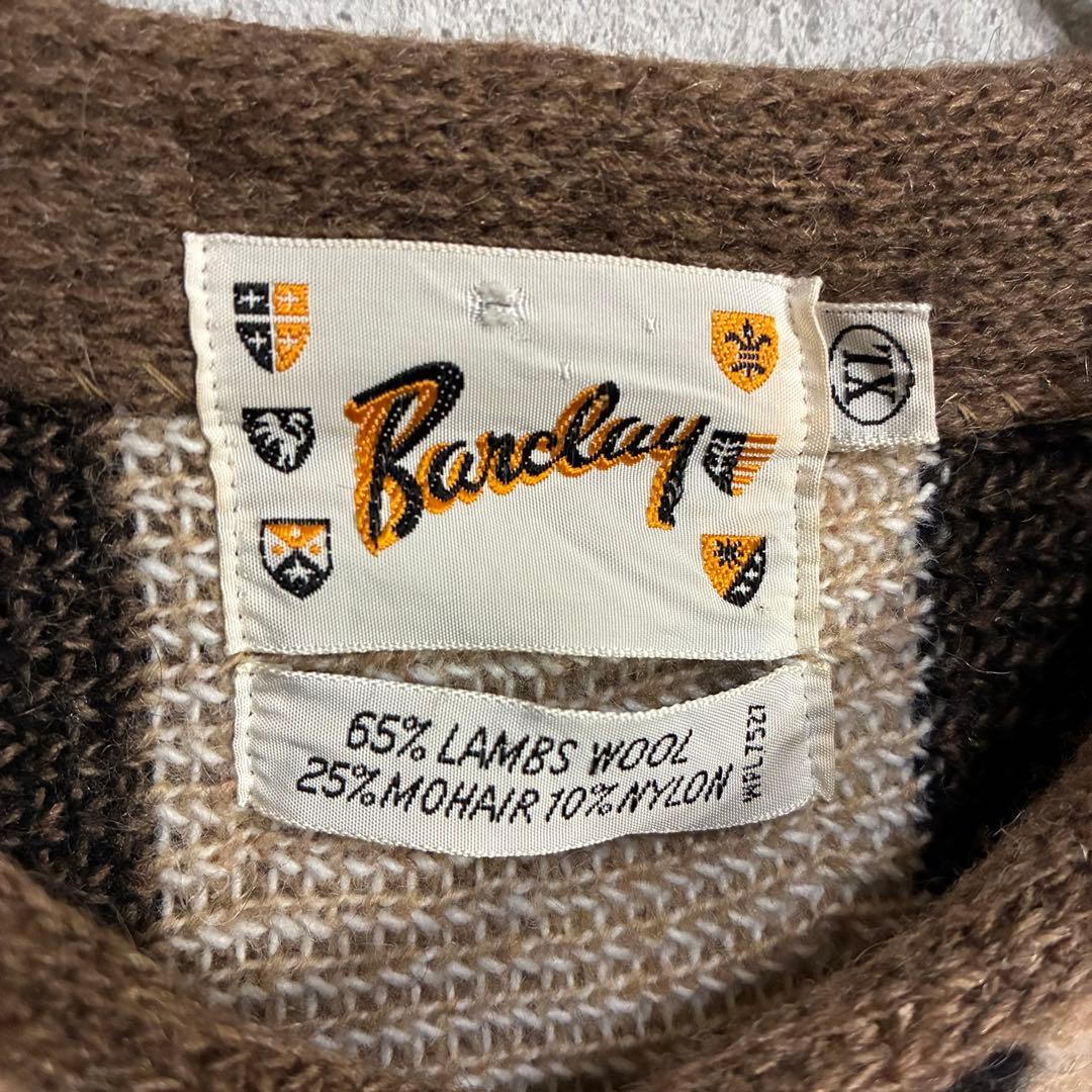 【ヴィンテージ】バークレイ　60s 鷲ボタン　モヘアカーディガン　XL
