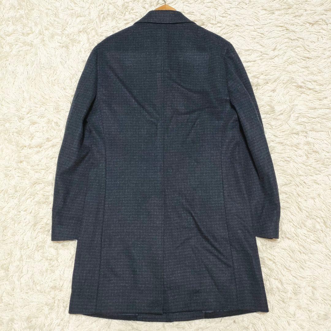 【カシミヤ】エディフィス　チェスターコート　紺　ビジネスカジュアル　メンズ48L