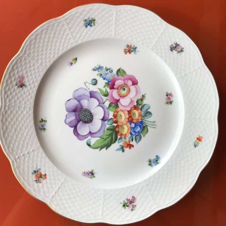 希少ヘレンドハンドペイントフラワーブーケプレート