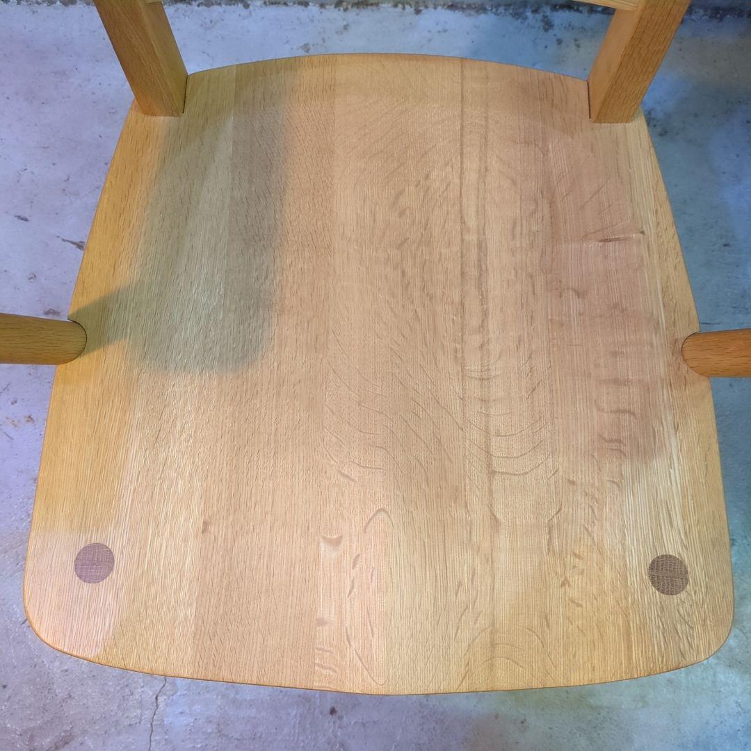 柏木工◆ナラ材　木製アームチェア ナチュラルウッド　オークブラウン　オーク材