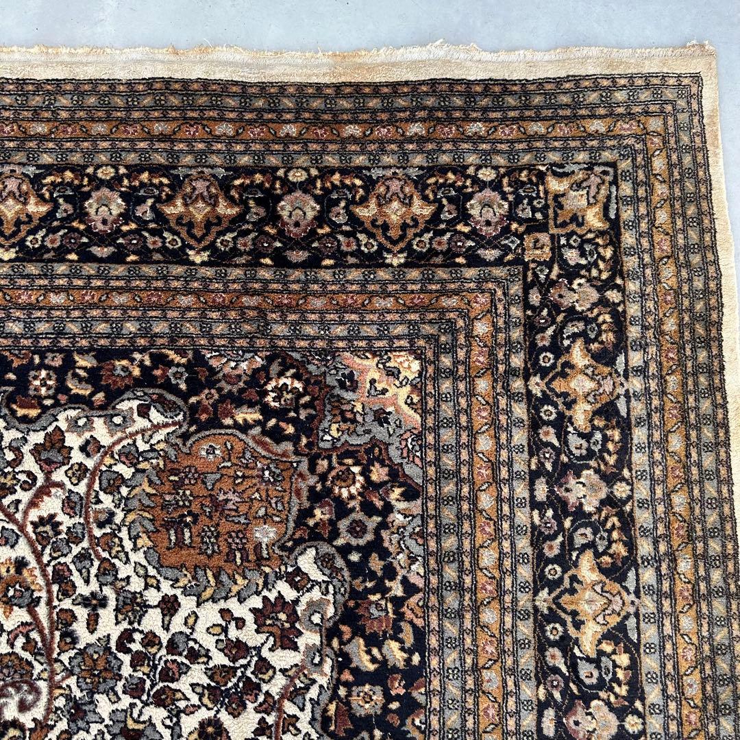 トルコ絨毯　手織り　ウール&シルク　ヴィンテージラグ　307x217㎝