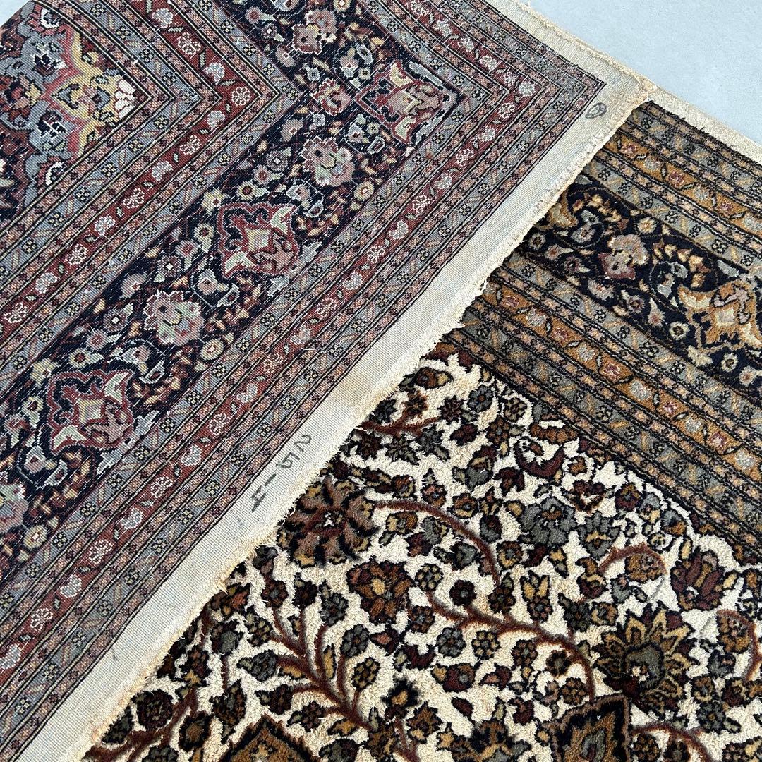 トルコ絨毯　手織り　ウール&シルク　ヴィンテージラグ　307x217㎝
