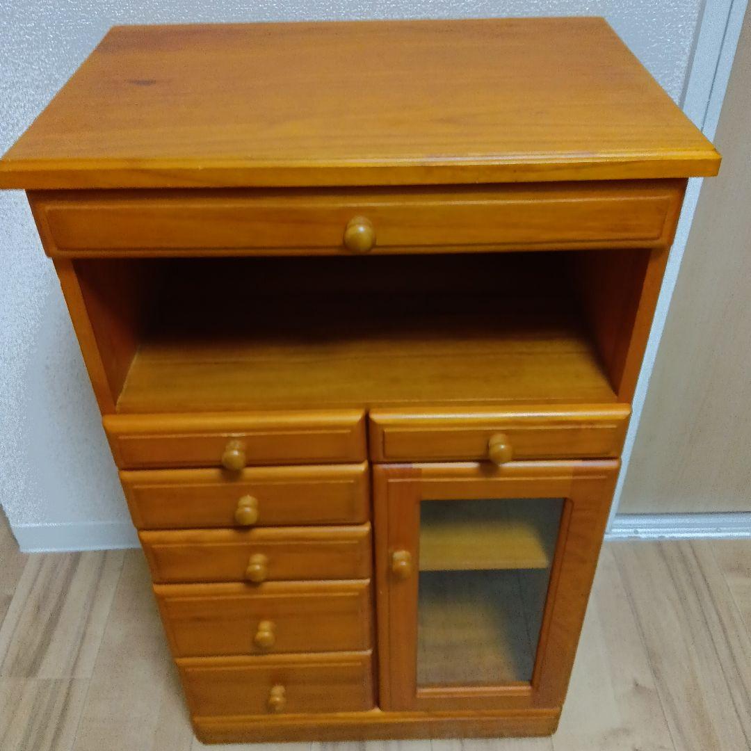 け*ん様 木製電話台　マルチFAXラック/リビングチェスト 　キャスター付