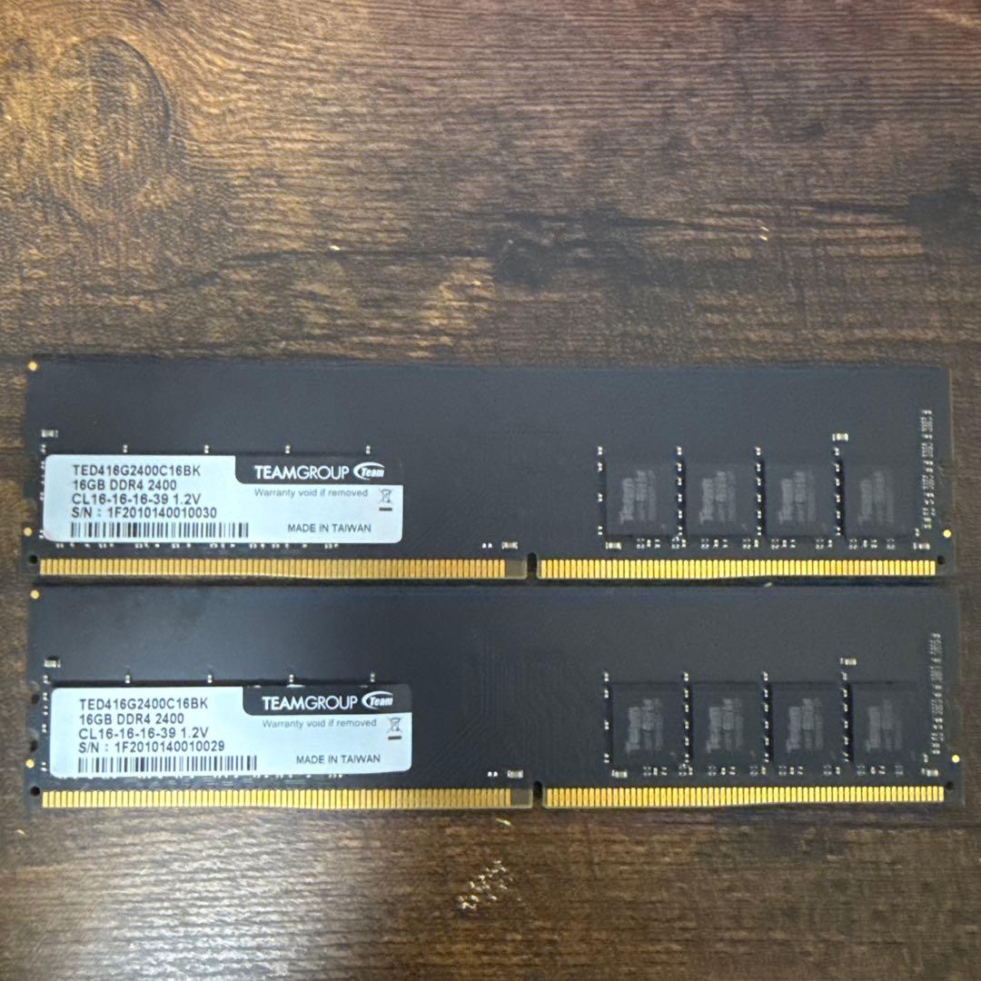 1月14日まで17500円→16000円TEAM DDR4 16GB×2枚
