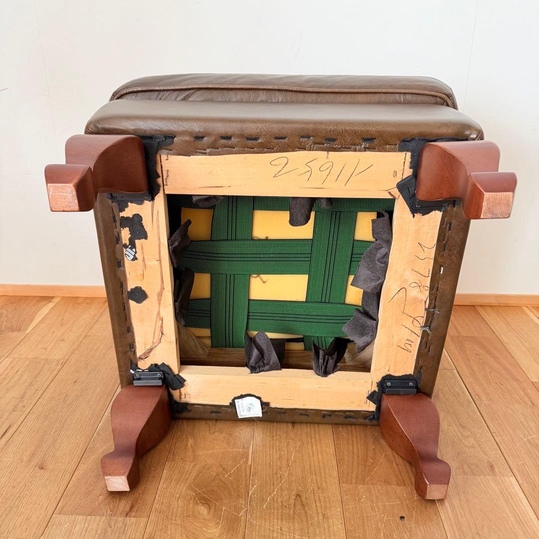 オットマン レザー 本革 茶色 ソファ ヴィンテージ調 四角形 ブラウン 猫脚