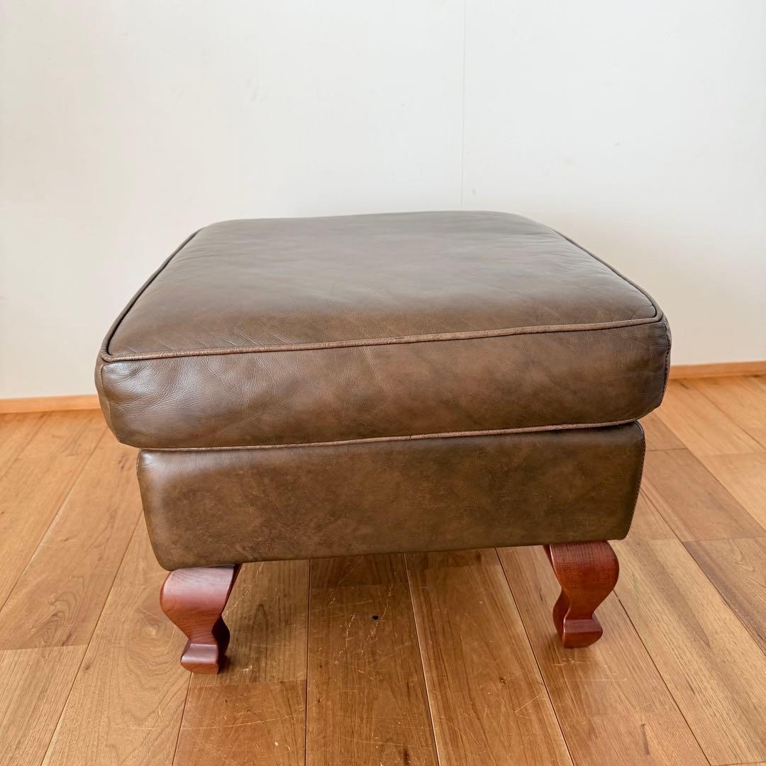 オットマン レザー 本革 茶色 ソファ ヴィンテージ調 四角形 ブラウン 猫脚