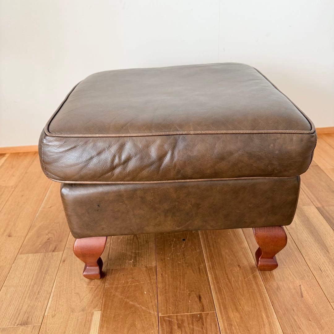 オットマン レザー 本革 茶色 ソファ ヴィンテージ調 四角形 ブラウン 猫脚