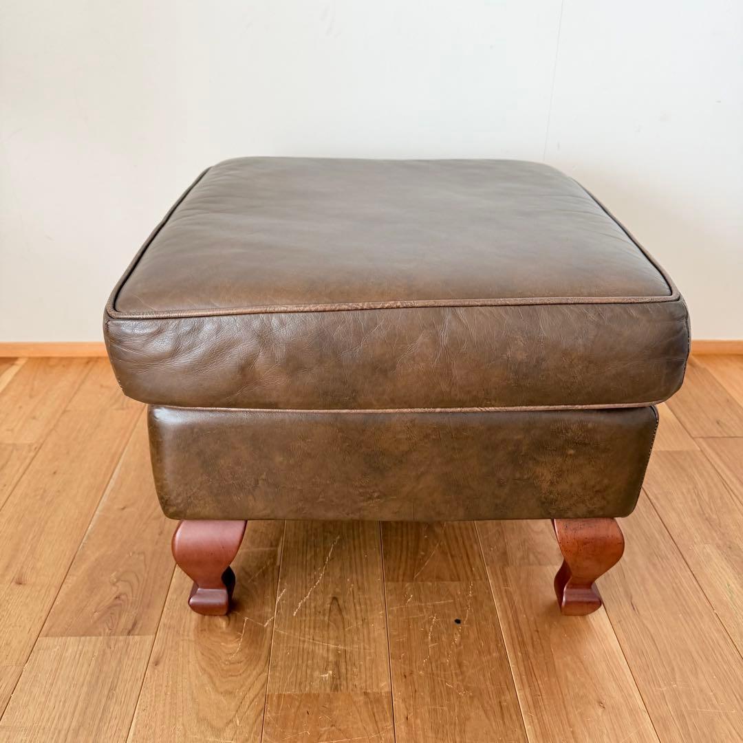 オットマン レザー 本革 茶色 ソファ ヴィンテージ調 四角形 ブラウン 猫脚