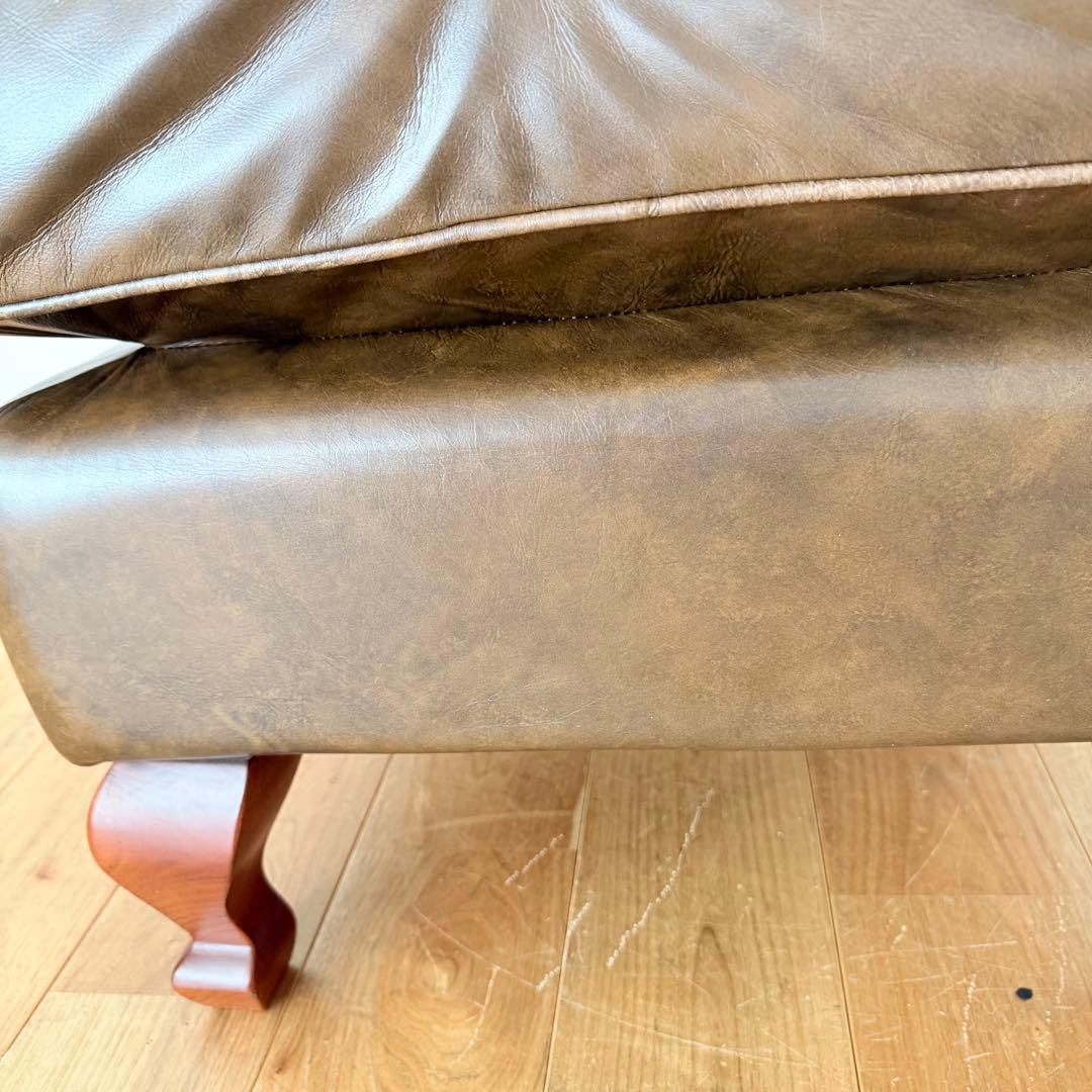 オットマン レザー 本革 茶色 ソファ ヴィンテージ調 四角形 ブラウン 猫脚