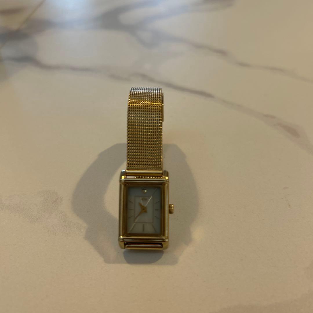 【まる様】ete 時計 ソーラー ウォッチ ダイヤ スクエア メッシュベルト高級