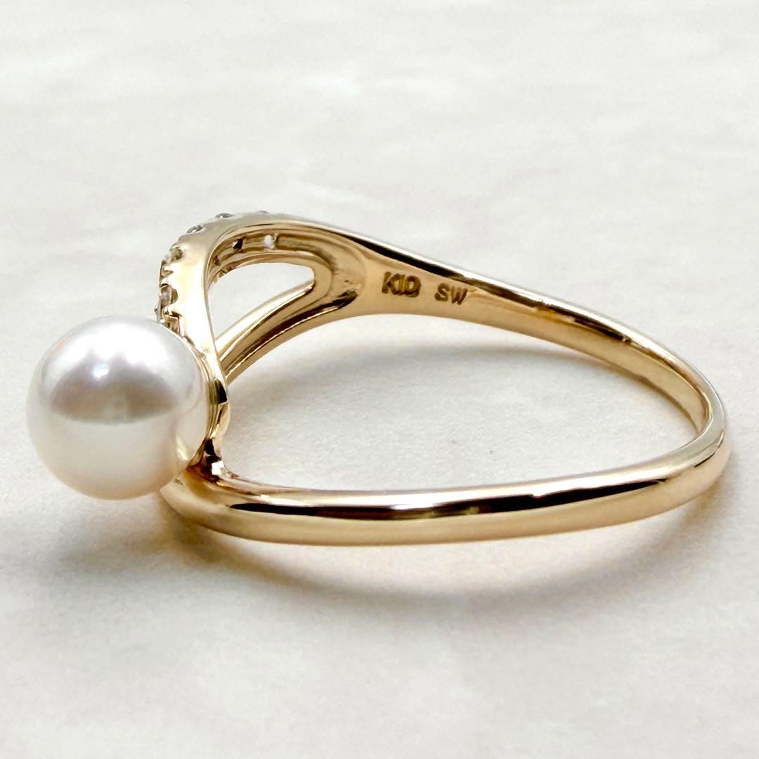 未使用品　ジュエリーツツミ　K10 リング　イエローゴールド　パール　あこや