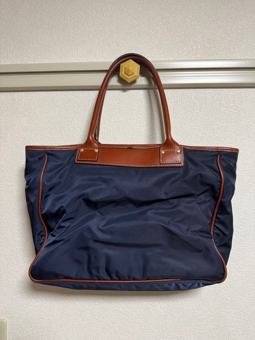 ネイビー ナイロン レザートートバッグ　Felisi