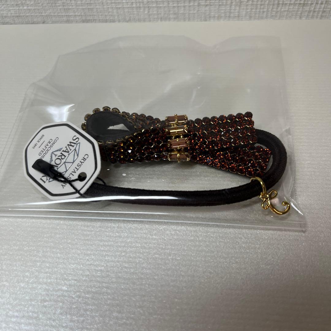 新品　コンプレックスビズ　ポニー　シュシュ　クリスタルメッシュパヴェ　ブラウン