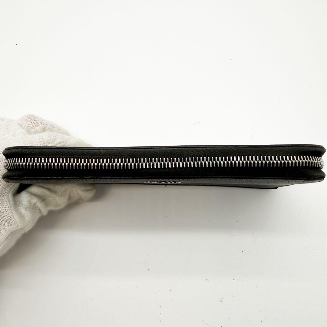 美品◆プラダ PRADA ラウンドジップ 長財布 ロゴ サフィアーノレザー