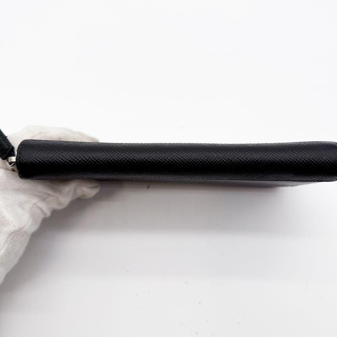 美品◆プラダ PRADA ラウンドジップ 長財布 ロゴ サフィアーノレザー