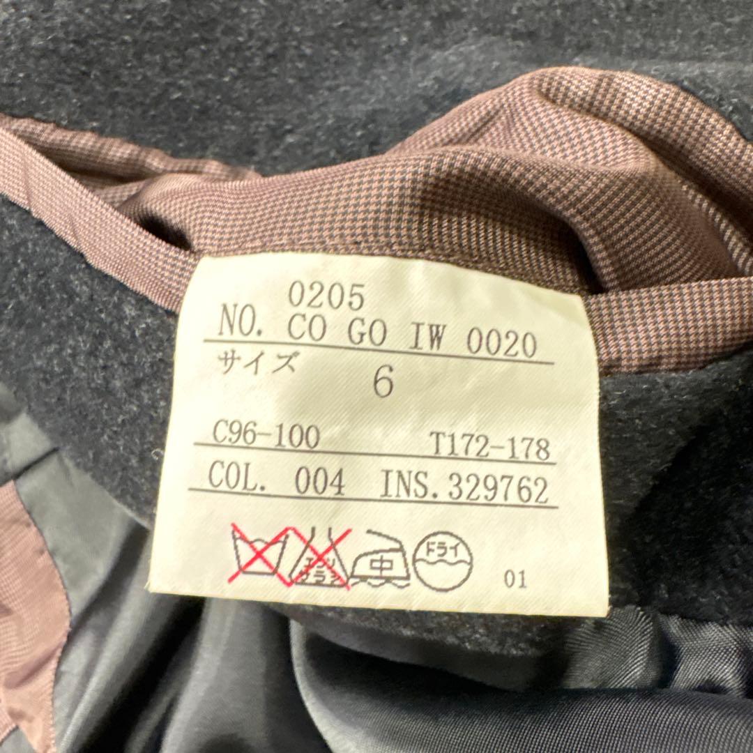 美品✨五大陸　希少XXL ロング丈 ステンカラーコート 黒 アンゴラ混