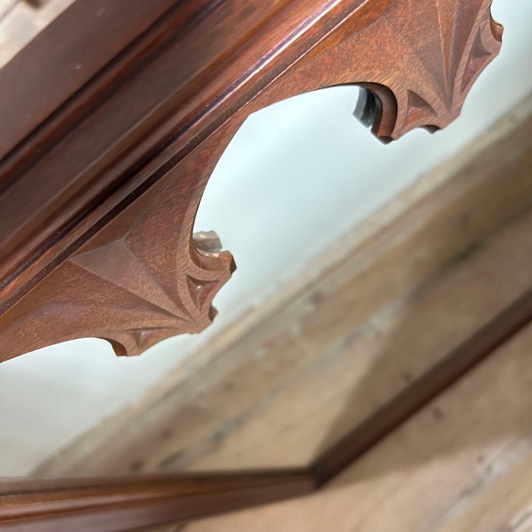 アンティーク 大型ウォールミラー 壁掛け鏡 姿見 ゴシック アーチ装飾