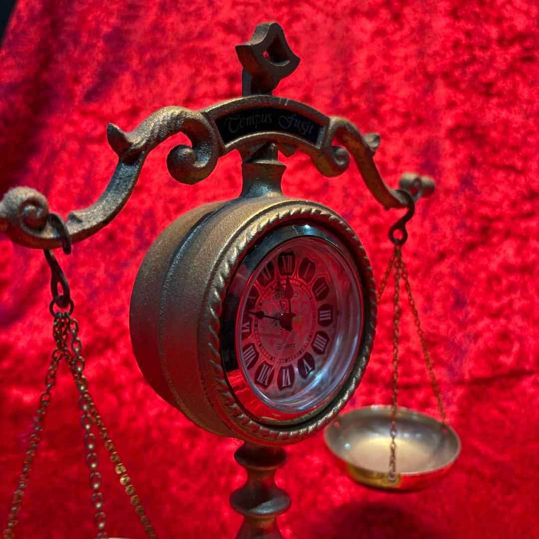 SEIKO 天秤型アナログ置時計 ゴールド