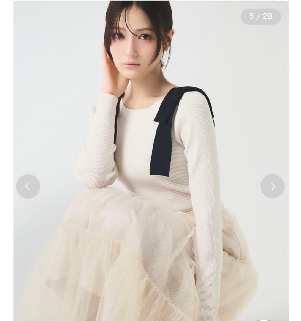 ショルダーリボンニットプルオーバー