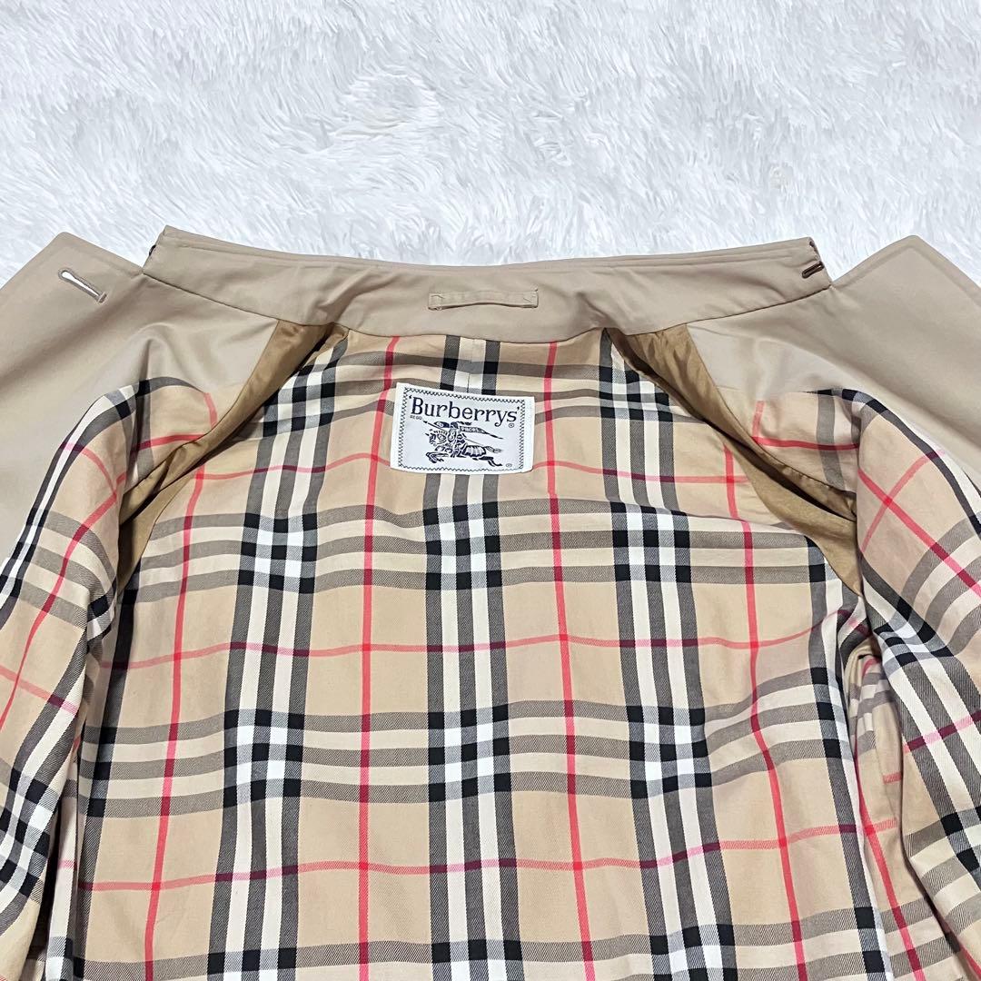 【美品】バーバリー ステンカラーコート ビンテージ ノバチェック ベルト S