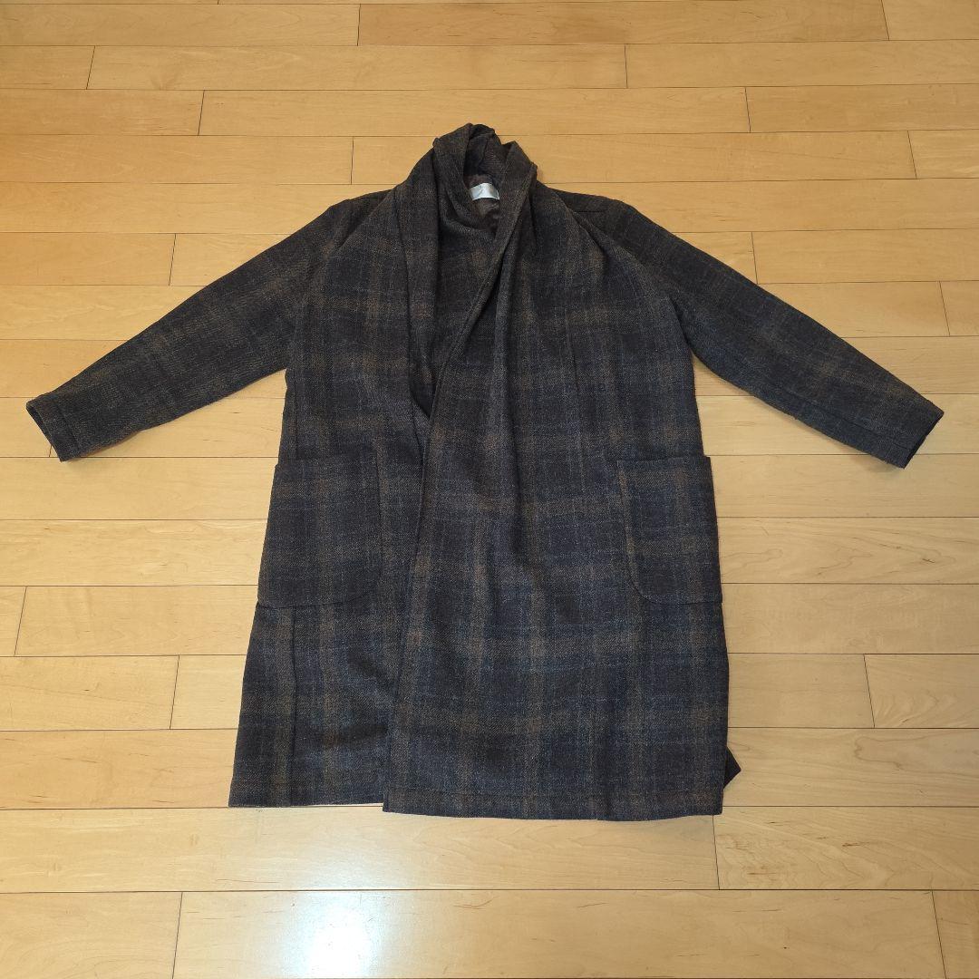 【美品】TROVE トローヴ ショールカラー ガウンコート ウール チェック2