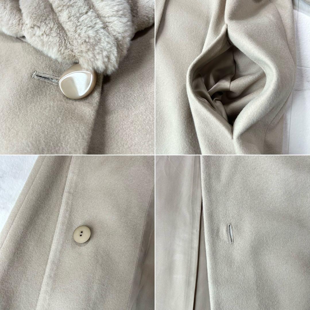 カシミヤ100%✨マキシ丈 ロングコート ヌートリア ベージュ 2way 13号